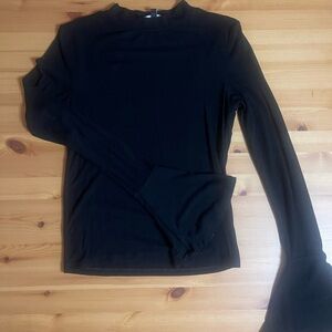 Black Long Sleeve Top with bell sleeves
